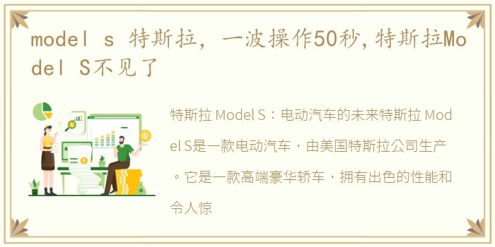 model s 特斯拉，一波操作50秒,特斯拉Model S不见了
