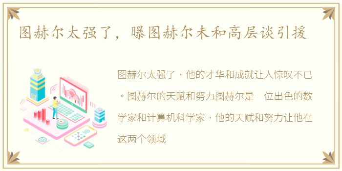 图赫尔太强了，曝图赫尔未和高层谈引援