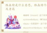 维森特是什么意思，维森特个人资料简介及身高