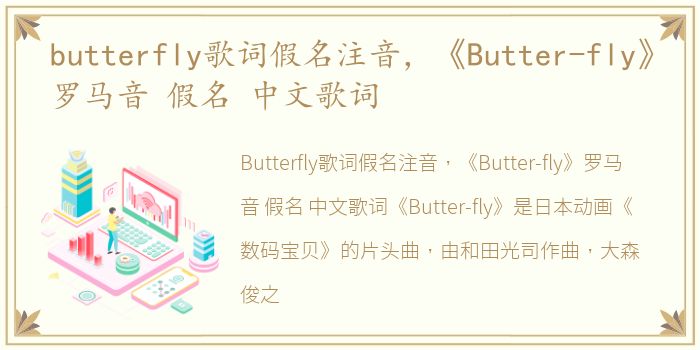 butterfly歌词假名注音，《Butter-fly》罗马音 假名 中文歌词