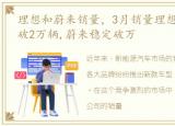 理想和蔚来销量，3月销量理想今年首次突破2万辆,蔚来稳定破万