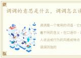 调调的意思是什么，调调怎么读调的意思