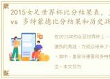 2015女足世界杯比分结果表，皇家马德里 vs 多特蒙德比分结果和历史战绩