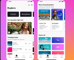 Deezer获得新的主页和Expore选项卡